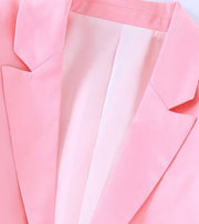 Vintage Long Sleeve Tie Front Cropped Satin Jacket with Slit Cuffs and Wide Pleated Pant