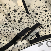 High-end long-sleeved silk shirt with high-quality satin star print