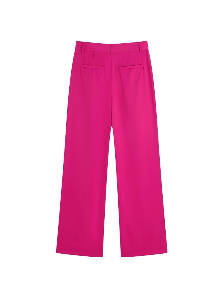 2 Colors New Office Women Pleated Design Straight Pants Hot Sale Female High Waist Loose Trousers Streetwear LUJIA ALAN P3161