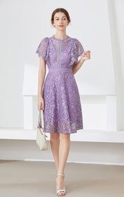 High quality multi color vintage designer flared elegant lace dress