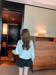 Women 3D Embossed Loose Casual Sweatshirt O-Neck Vintage Work Tops Korean Design Long Sleeve T-Shirts