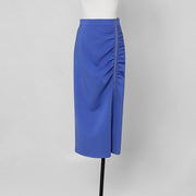 Woman 2 Pieces Set Knotted Loose Cropped Sweatshirt  + Vintage Split Pencil Skirt Korean Simple Skirt Suit