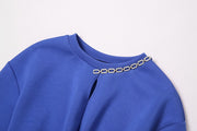 Woman 2 Pieces Set Knotted Loose Cropped Sweatshirt  + Vintage Split Pencil Skirt Korean Simple Skirt Suit
