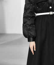 High Quality Elegant Bowknot Thick Stitching Wool Long Trench Coat Jacket