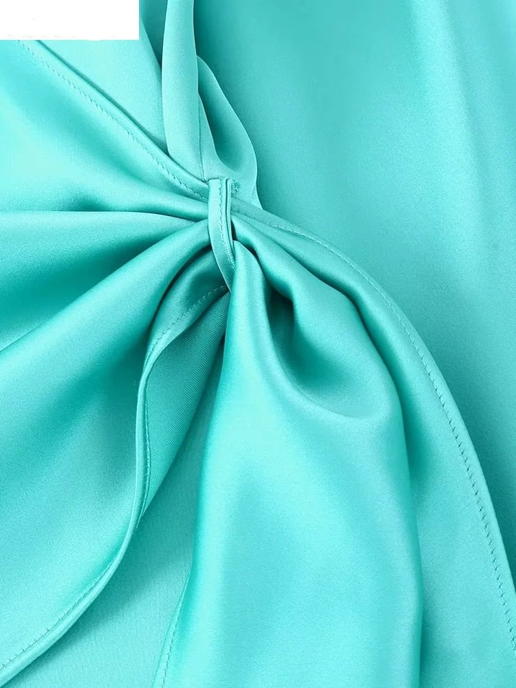 Women Fashion Solid Color Soft Satin Bow Tied Kimono Smock Blouse Female Long Sleeve Casual Shirt Chic BlusasTops LS2001