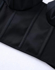 Backless Side Zipper Spaghetti Strap Corset Patchwork Satin Crop Top