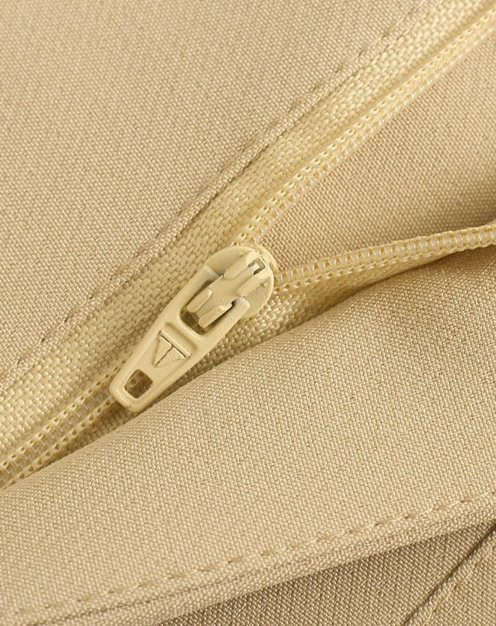 High Waist Slim Fit Zip Up Pleated Plain Bermuda Shorts