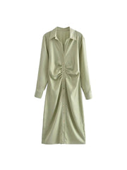 vintage long sleeve midi collar dress