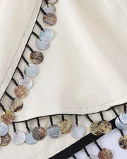 Casual Linen Skirt with Side Pleats and Irregular Hem