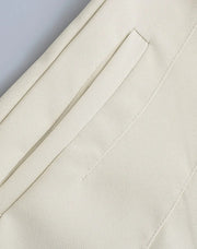 High Waist Slim Fit Zip Up Pleated Plain Bermuda Shorts