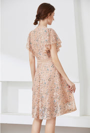 High quality multi color vintage designer flared elegant lace dress