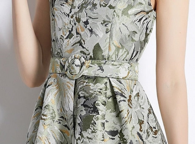 High Quality Sleeveless Knee Length Floral Cocktail Dress