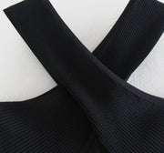 Casual black blouse with crossed straps