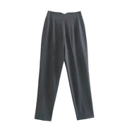 Women Fashion Front Welt Pockets Seam Detail Pants Vintage High Waist Zipper Fly Female Ankle Trousers Mujer P1