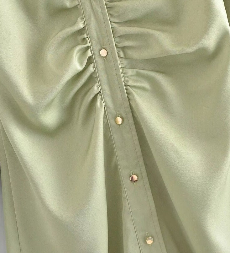 vintage long sleeve midi collar dress