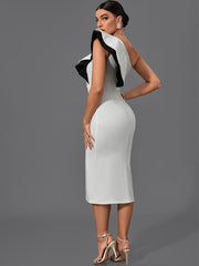 Green Bandage Ruffles Elegant Sexy Midi Bodycon Dress