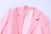 Vintage Long Sleeve Tie Front Cropped Satin Jacket with Slit Cuffs and Wide Pleated Pant