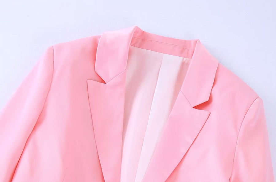 Vintage Long Sleeve Tie Front Cropped Satin Jacket with Slit Cuffs and Wide Pleated Pant
