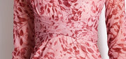High Quality Vintage Designer V Neck Elegant Pink Sheath Dress