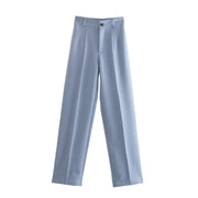 Pants With Darts  Wear Straight Pants Vintage High Waist Zipper Fly Female Trousers