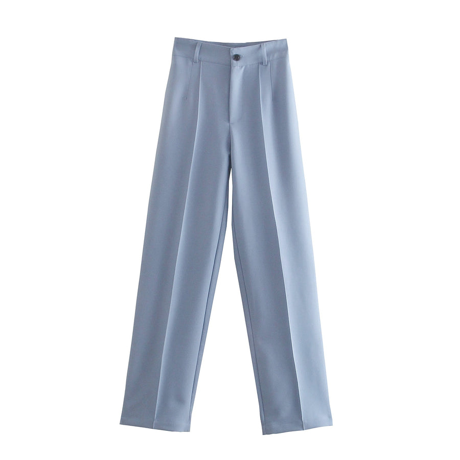 Pants With Darts  Wear Straight Pants Vintage High Waist Zipper Fly Female Trousers