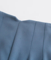 High Waist Slim Fit Zip Up Pleated Plain Bermuda Shorts