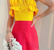 Ruffles Pleated Off Shoulder Bodycon Jumpsuits