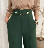 High Quality 2 Pieces Suits Elegant Long Sleeve Shirts + High Waist Pants