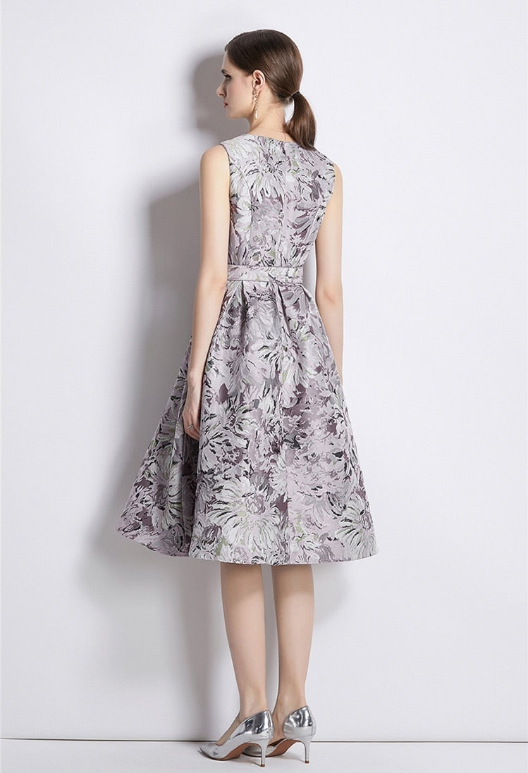 High Quality Sleeveless Knee Length Floral Cocktail Dress