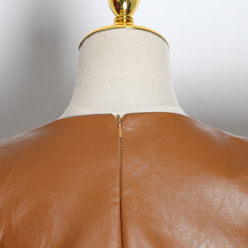 Vintage Dress For Female V Neck Puff High Waist