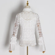 Vintage Hollow Out Perspective Lace Blouses