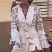 Vintage Hollow Out Perspective Lace Blouses