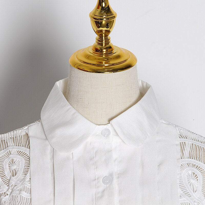 Vintage Hollow Out Perspective Lace Blouses