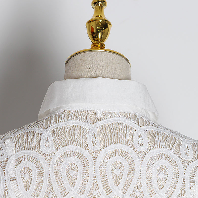 Vintage Hollow Out Perspective Lace Blouses