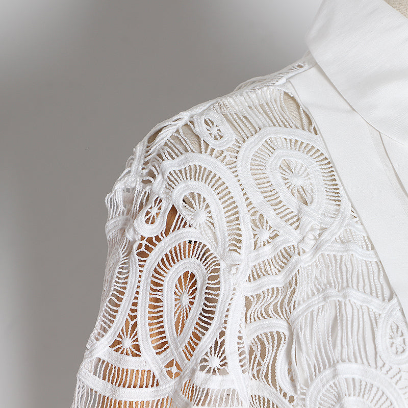 Vintage Hollow Out Perspective Lace Blouses