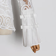 Vintage Hollow Out Perspective Lace Blouses