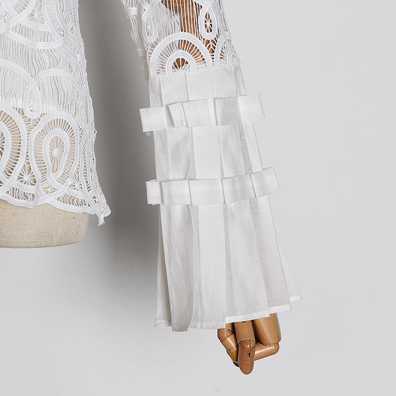 Vintage Hollow Out Perspective Lace Blouses